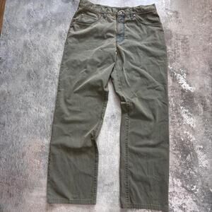 Alberto Olive Green Herringbone Straight Leg Pants. Size 32 x 30